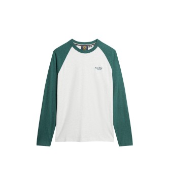 Superdry Essential Langarm-Baseball-T-Shirt weiß, grün