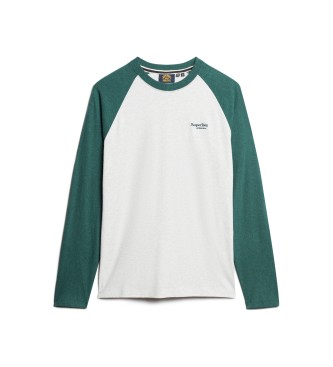 Superdry Essential Langarm-Baseball-T-Shirt weiß, grün