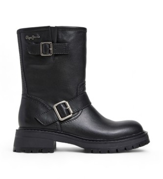 Pepe Jeans Botas de couro Kane Forest preto