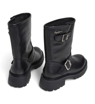 Pepe Jeans Botas de couro Kane Forest preto