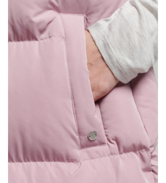 Superdry Gilet lungo imbottito con cappuccio rosa