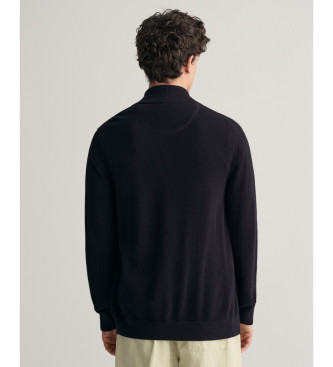 Gant Cardigan en piqu de coton avec fermeture clair noire