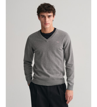 Gant Classico maglione grigio con scollo a V