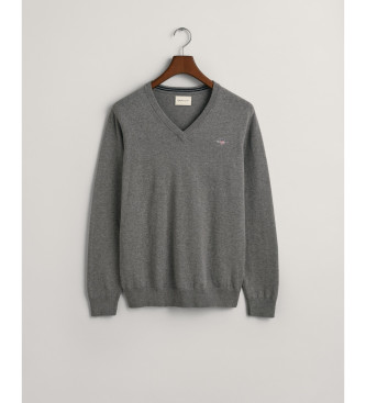 Gant Classico maglione grigio con scollo a V