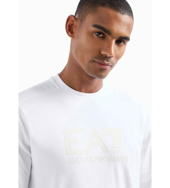 EA7 Sweat-shirt  col ras du cou en coton blanc