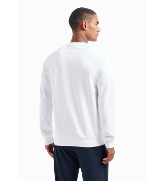 EA7 Sweat-shirt  col ras du cou en coton blanc