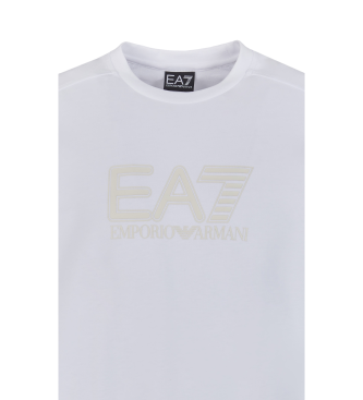 EA7 Sweat-shirt  col ras du cou en coton blanc