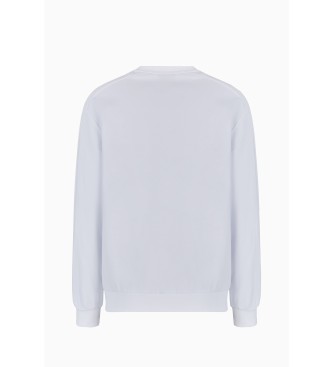 EA7 Sweat-shirt  col ras du cou en coton blanc