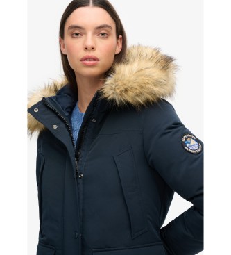 Superdry Parka Everest navy z syntetycznego futra