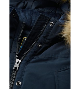 Superdry Parka Everest navy z syntetycznego futra