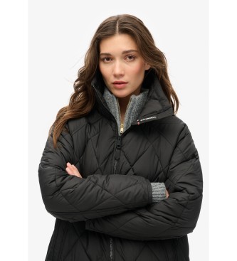 Superdry Extra lange Steppjacke mit schwarzem Futter