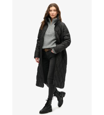 Superdry Extra lange Steppjacke mit schwarzem Futter