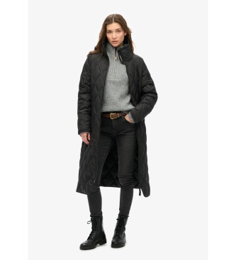 Superdry Extra lange Steppjacke mit schwarzem Futter