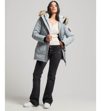 Superdry Parka con cappuccio in pelliccia sintetica grigia Everest