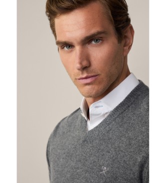 Hackett London Maglione grigio scuro lavorato a V