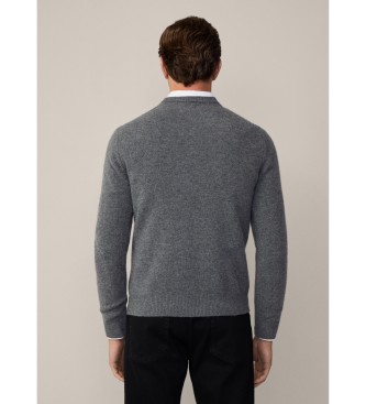 Hackett London Maglione grigio scuro lavorato a V