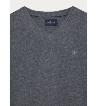 Hackett London Maglione grigio scuro lavorato a V