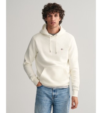 Gant Felpa con cappuccio Shield bianco sporco