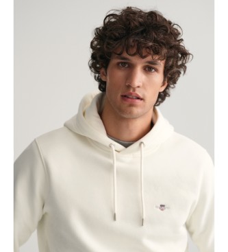 Gant Felpa con cappuccio Shield bianco sporco