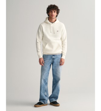 Gant Felpa con cappuccio Shield bianco sporco