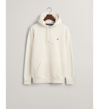 Gant Felpa con cappuccio Shield bianco sporco