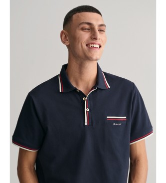 Gant Polo en piqu ctel bicolore, marine