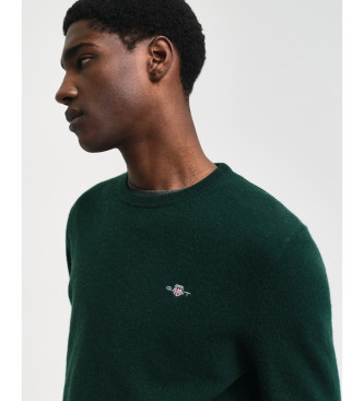 Gant Maglione girocollo in lambswool extrafine verde