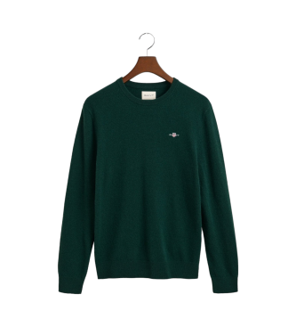 Gant Maglione girocollo in lambswool extrafine verde