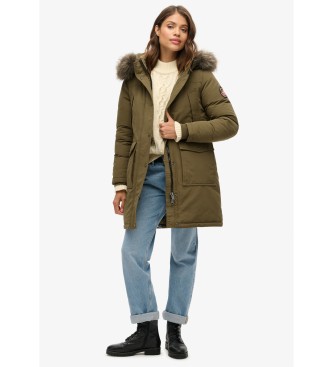 Superdry Everest parka i syntetisk pels, grn