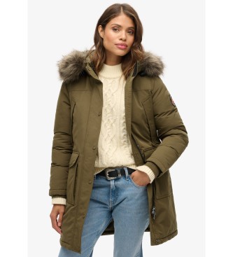 Superdry Parka z syntetycznego futra Everest zielona