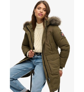 Superdry Parka z syntetycznego futra Everest zielona