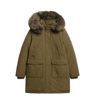 Superdry Parka z syntetycznego futra Everest zielona