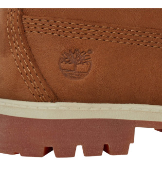 Timberland Stivali premium in pelle marrone impermeabili con lacci da 6 pollici