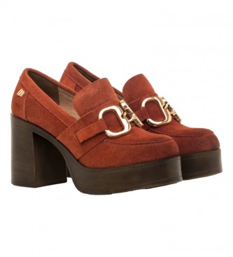 Mustang Sixties Rood Leren Schoenen -Hoogte Hak: 8cm