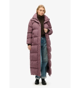 Superdry Lilac long quilted coat with maxi cut