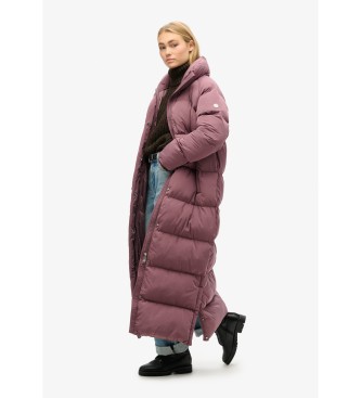 Superdry Lilac long quilted coat with maxi cut