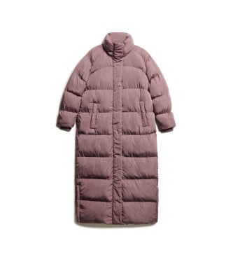 Superdry Lilac long quilted coat with maxi cut