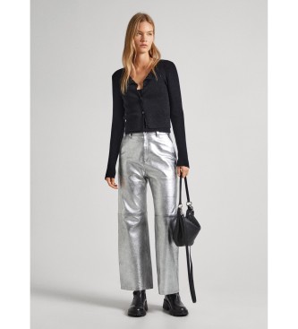 Pepe Jeans Silver Sasha Leather Trousers