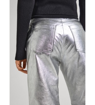 Pepe Jeans Silver Sasha Leather Trousers