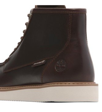 Timberland Ciemnobrązowe, skórzane, sznurowane buty Chukka do połowy łydki Newmarket