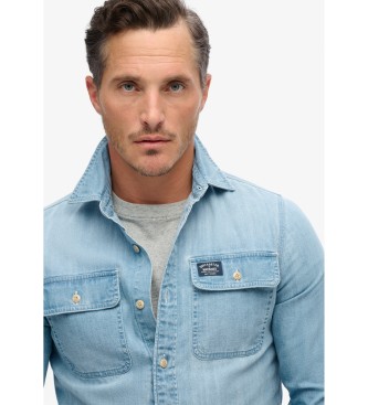 Superdry Workwear blue embroidered shirt