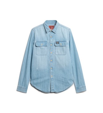 Superdry Workwear blue embroidered shirt