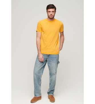 Superdry T-shirt de manga curta flamejada com decote redondo amarelo