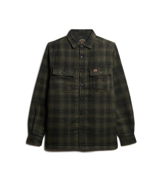 Superdry Wełniana bluza w kratę z podszewką z polaru  zielony