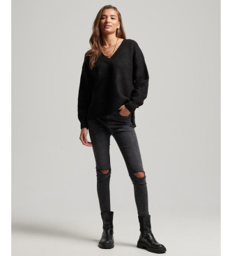 Superdry Pull oversize  col en V noir