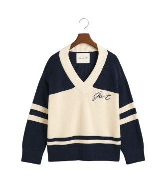 Gant Varsity katoenen trui met V-hals marine