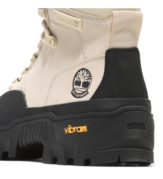 Timberland Vodoodporni usnjeni škornji srednjega čevlja z vezalkami in gumo Vibram v sivi barvi