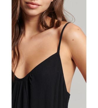 Superdry Lange zwarte strapless jurk