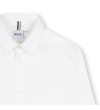 BOSS Long sleeve straight cut white shirt