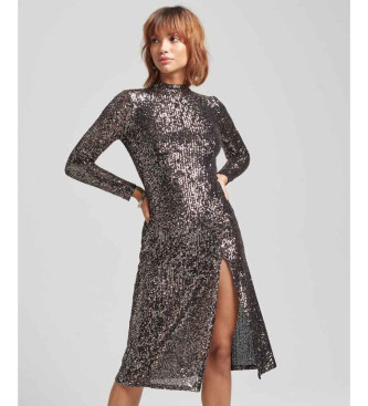 Superdry Midi dress with open back and silver sequins